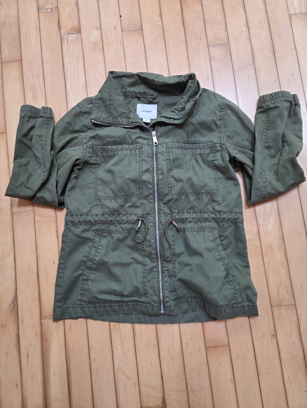 Old Navy Olive Green Drawstring Zip Jacket